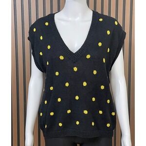 Summit Sportswear Women's M Black Sweater Ramie Vest Knitted Academia Preppy